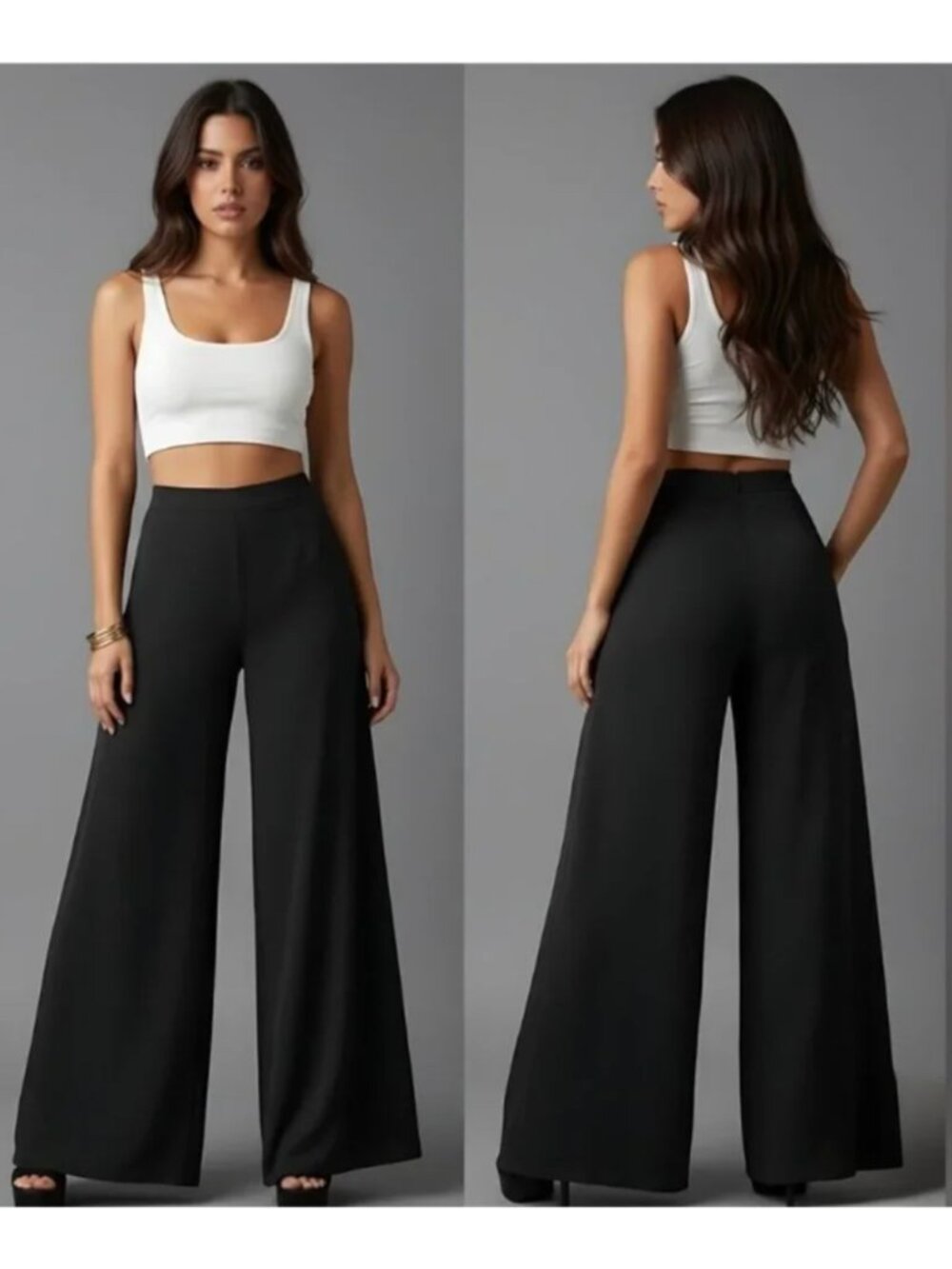 Black High Waist Wide Leg Pants